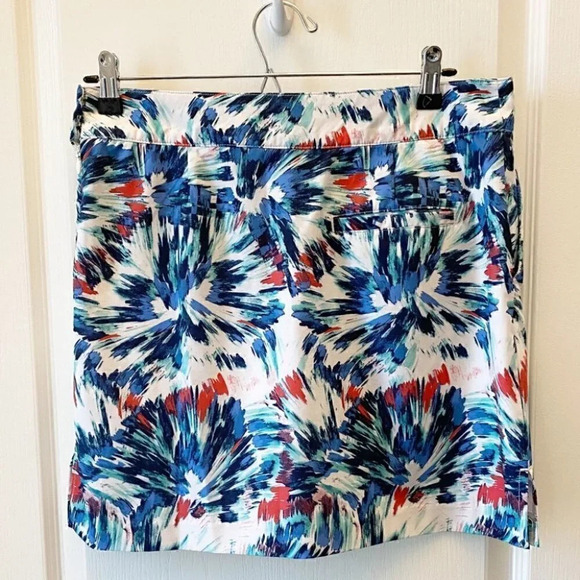 IZOD Golf Tennis Athletic Skort Skirt White Blue Red Floral Print Size 2 - Picture 4 of 16